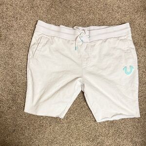 True Religion White Shorts with Baby blue Label